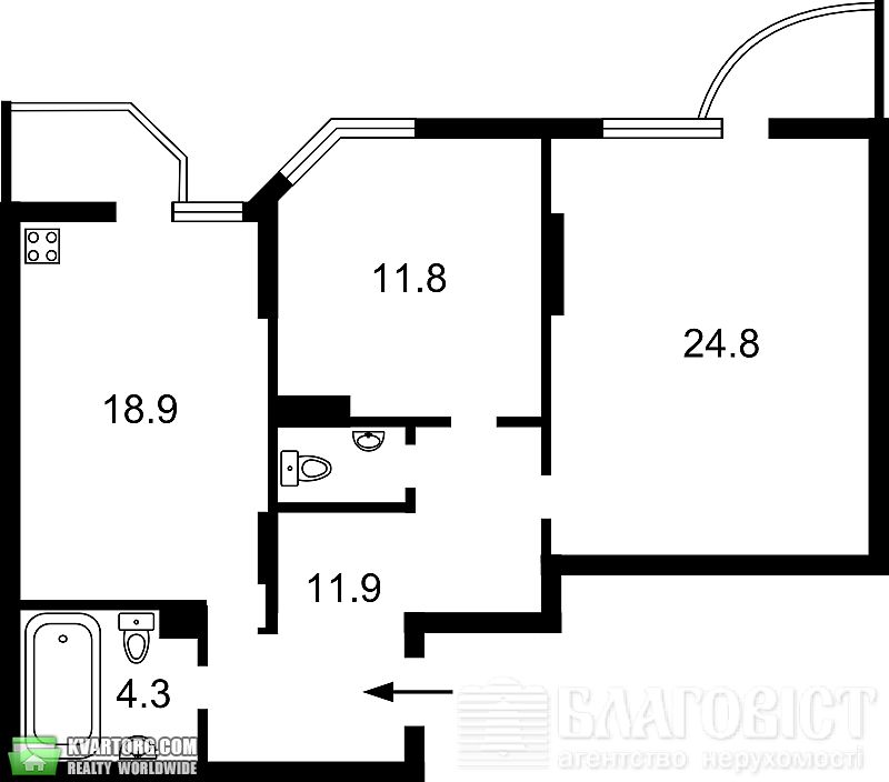 Sell 2-room apartment. Киев, Вильямса — photo 1