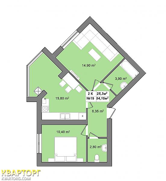 Sell 2-room apartment. Киев,  Большая Окружная — photo 1