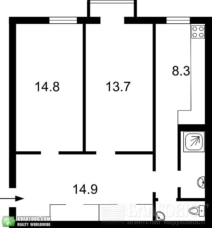 Sell 2-room apartment. Киев,  Андрющенко — photo 9