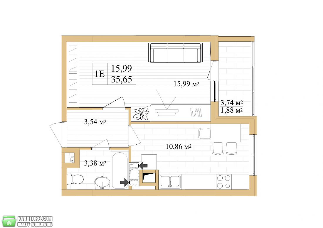 Sell 1-room apartment. Киев, Августина Волошина — photo 2