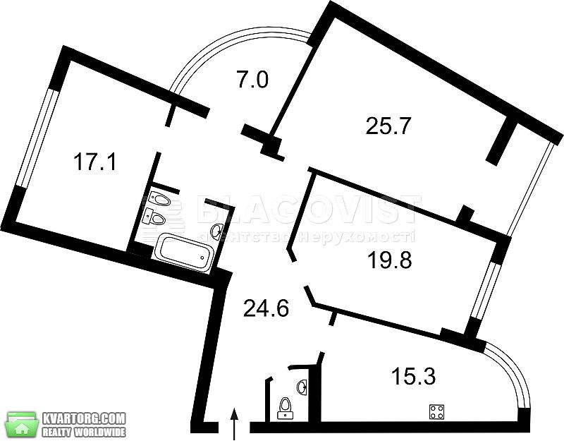Rent out 3-room apartment. Киев,  Луначарского — photo 2