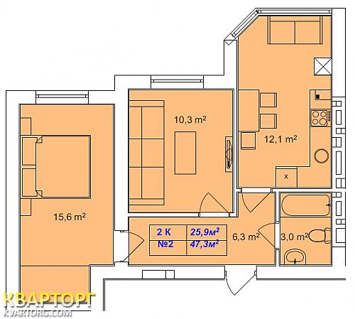 Sell 2-room apartment. Киев, Большая Окружная — photo 9