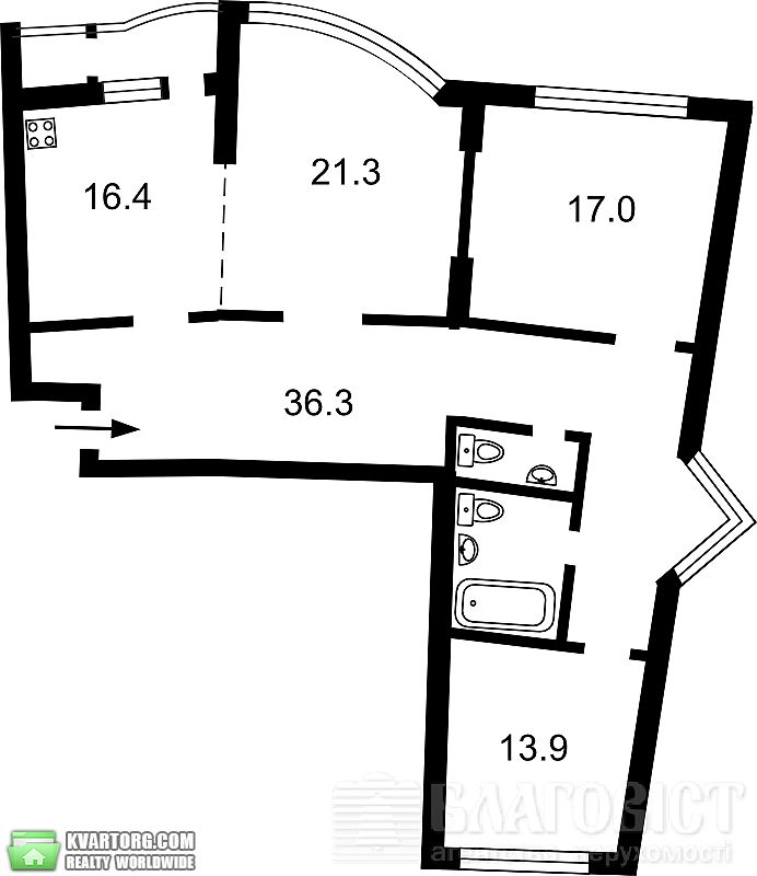 Sell 3-room apartment. Киев,  Днепровская наб — photo 2
