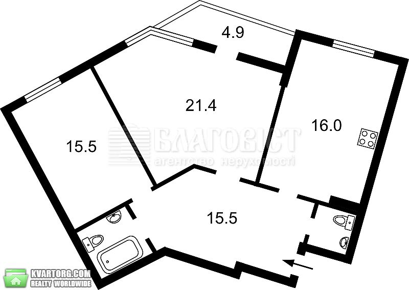 Sell 2-room apartment. Киев, Ломоносова — photo 3