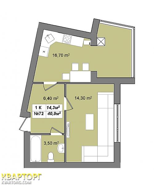Sell 1-room apartment. Киев, Большая окружная — photo 9