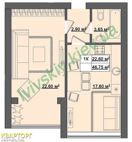 Sell 1-room apartment. Киев, Большая Окружная — photo 1