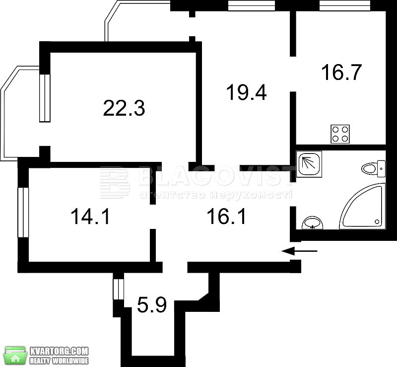 Sell 3-room apartment. Киев,  Ахматовой — photo 3