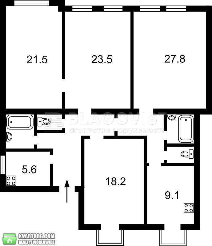 Sell 3-room apartment. Киев,  Институтская — photo 1