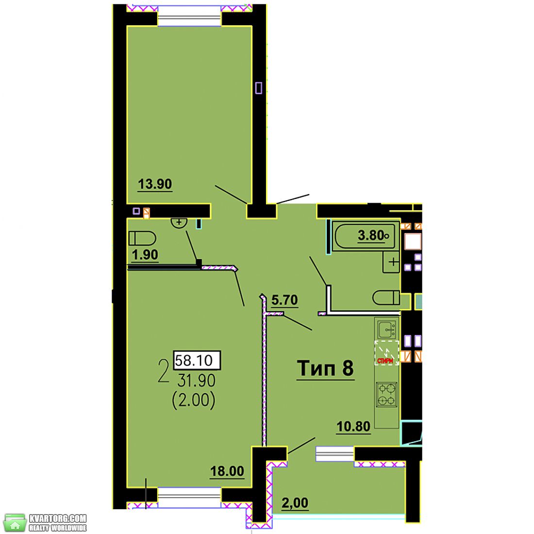 Sell 2-room apartment. Киев,  Радужная — photo 1
