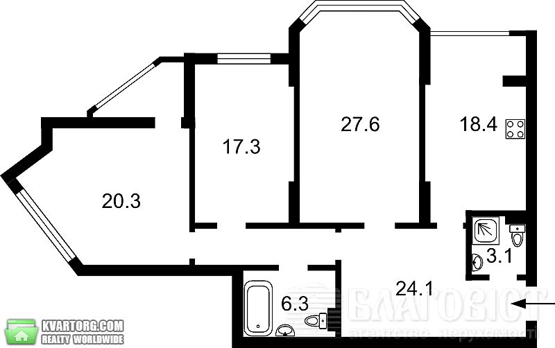Rent out 3-room apartment. Киев,  Чавдар — photo 5
