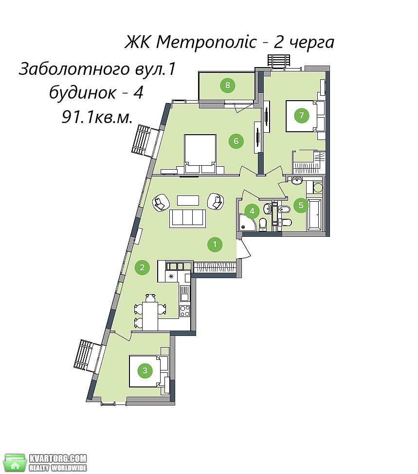 продам 3-комнатную квартиру Киев, ул. Заболотного 1 - Фото 8