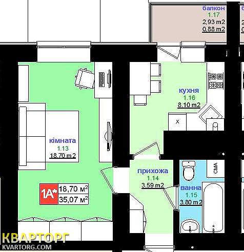 продам 1-комнатную квартиру. Киевская обл.,   Богдана Хмельницкого - фото 3