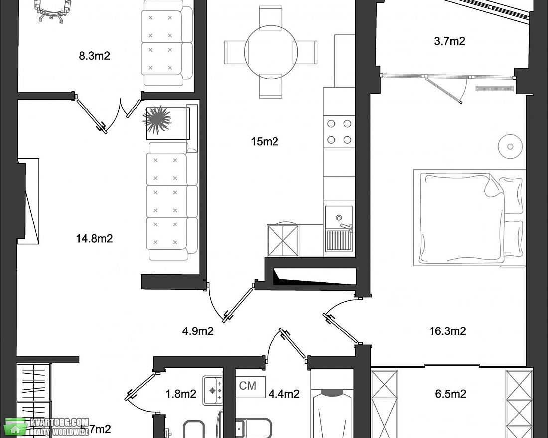 Rent out 3-room apartment. Киев,  Шамрыло — photo 10