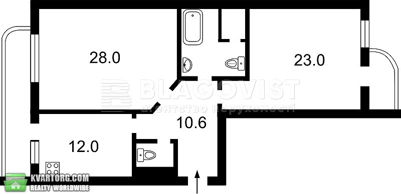 Rent out 2-room apartment. Киев, Евгения Коновальца — photo 2