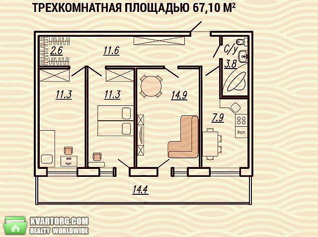 Sell 3-room apartment. Одесса, Щорса ул. — photo 2