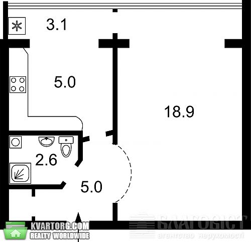 продам 1-комнатную квартиру. Киев,  Луначарского - фото 2