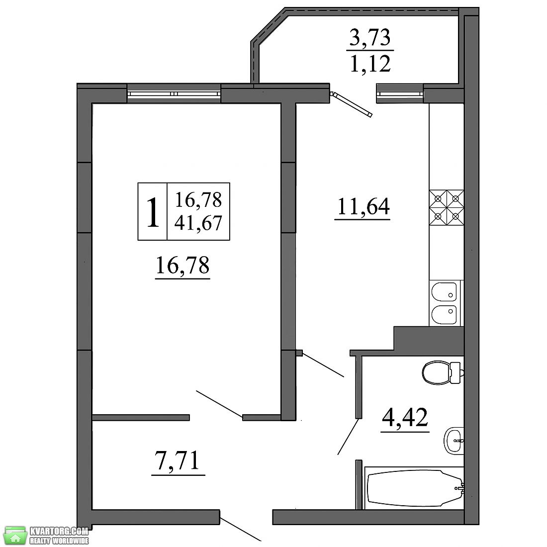 Sell 1-room apartment. Киев,  Ломоносова — photo 2