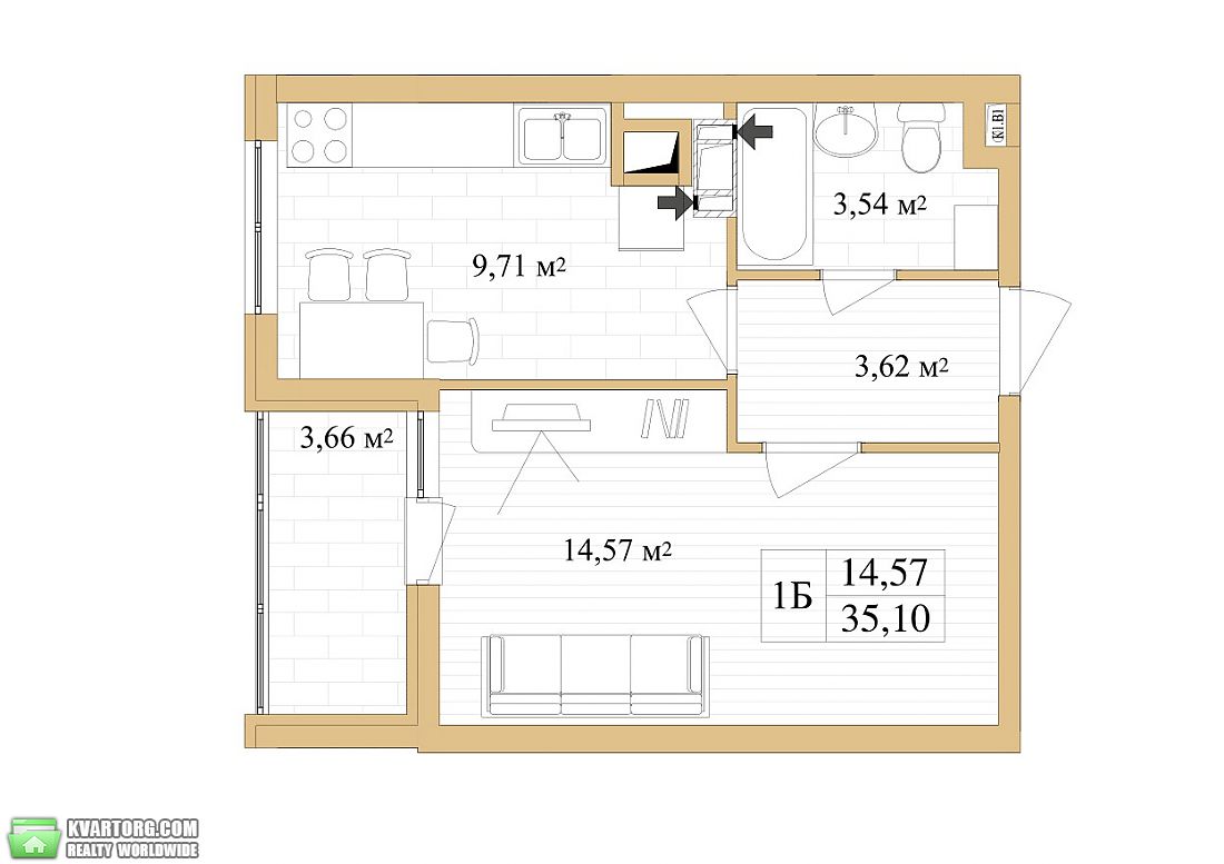 Sell 1-room apartment. Киев, Августина Волошина — photo 10